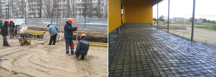 бетонный пол: нивелировка поверхности и армирование